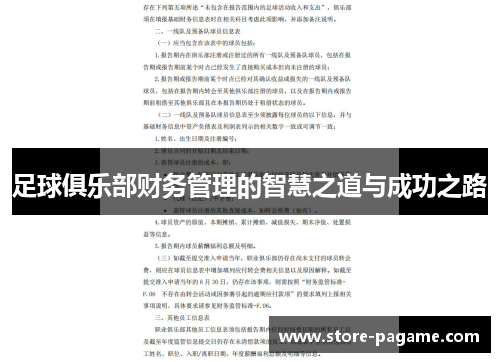 足球俱乐部财务管理的智慧之道与成功之路