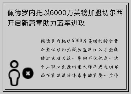 佩德罗内托以6000万英镑加盟切尔西开启新篇章助力蓝军进攻 佩德罗内托以6000万英镑加盟切尔西开启新篇章助力蓝军进攻