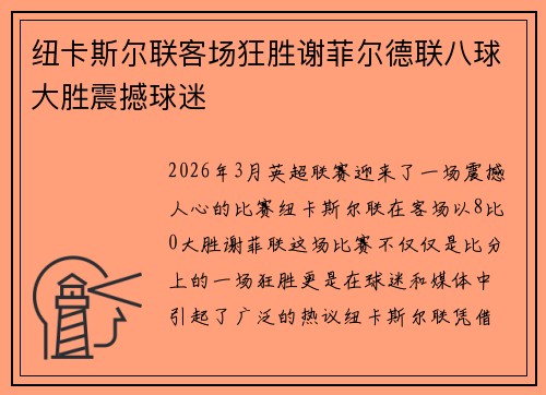 纽卡斯尔联客场狂胜谢菲尔德联八球大胜震撼球迷